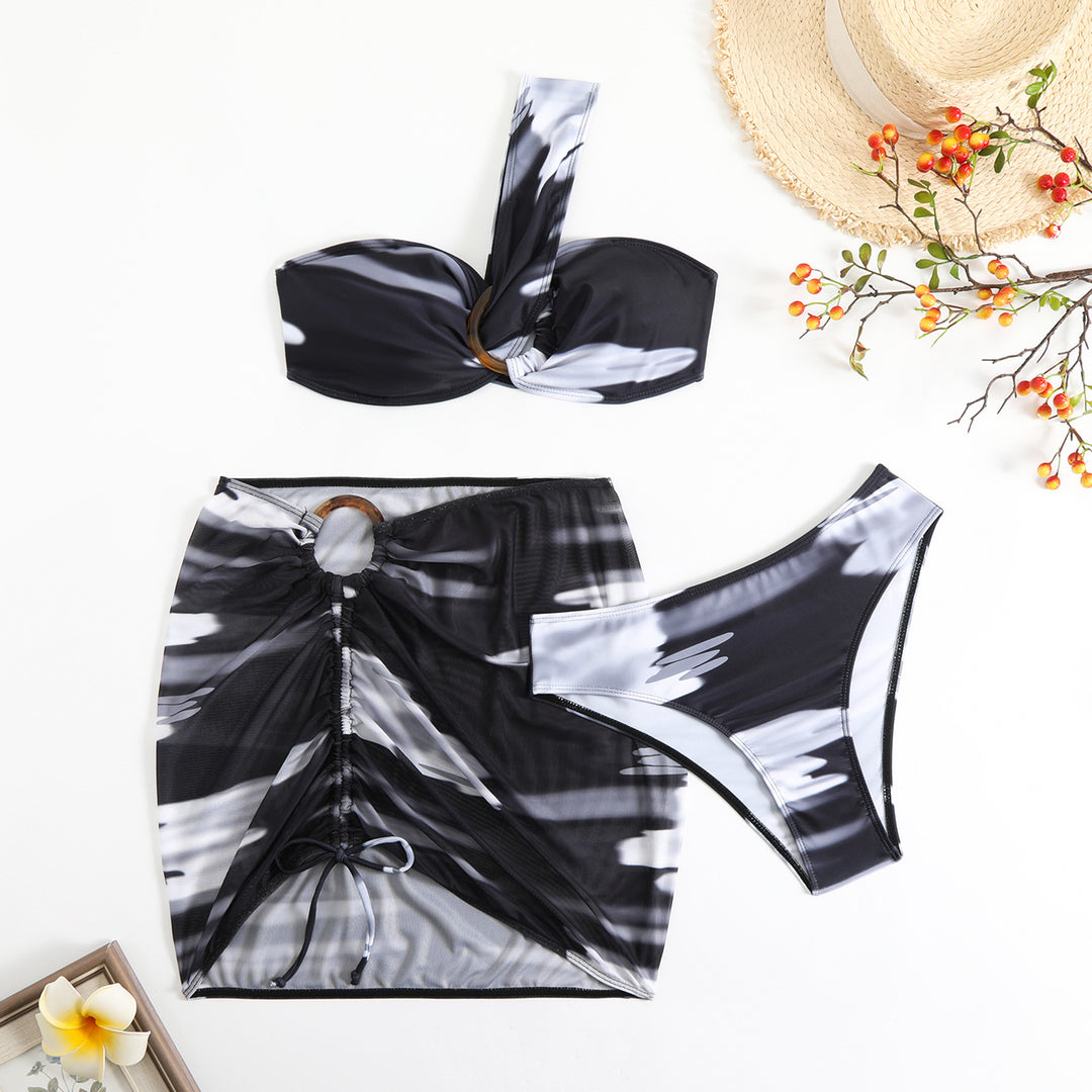Damen Cropped Bikini-Set mit verspieltem Rüschendesign und elegantem Bindeträgersystem Drune
