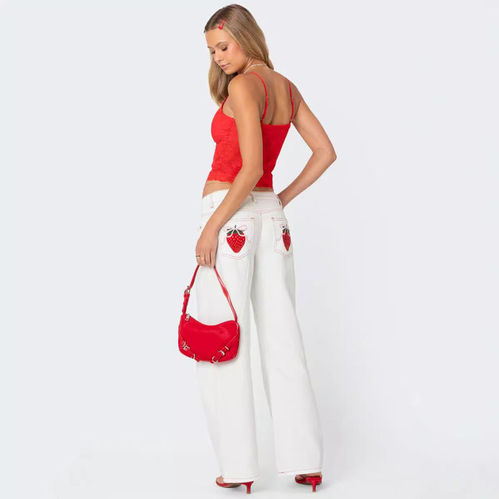 Damen Spitzencrop-Top mit Schleifen-Detail und verstellbaren Trägern Drune