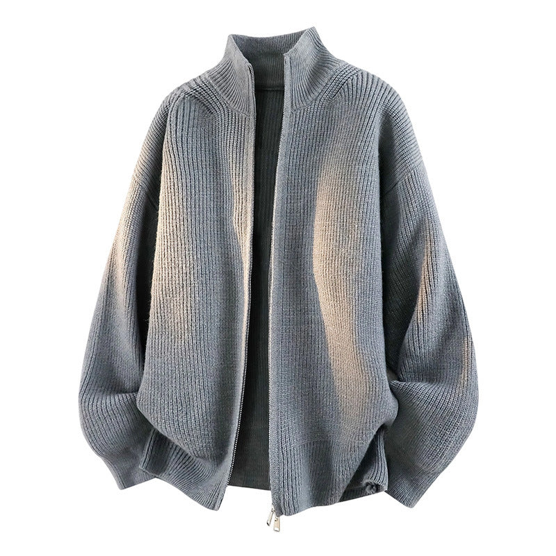 Damen Oversized Strickjacke mit hohem Kragen und Reißverschluss Drune