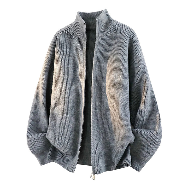 Damen Oversized Strickjacke mit hohem Kragen und Reißverschluss Drune