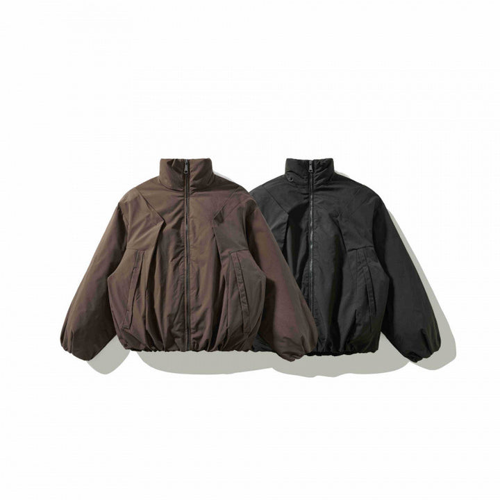 Unisex Kurz geschnittene wattierte Jacke mit Ballonärmeln und hohem Stehkragen Drune