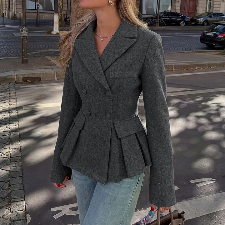 Damen Eleganter Blazer mit Rüschendetails Drune