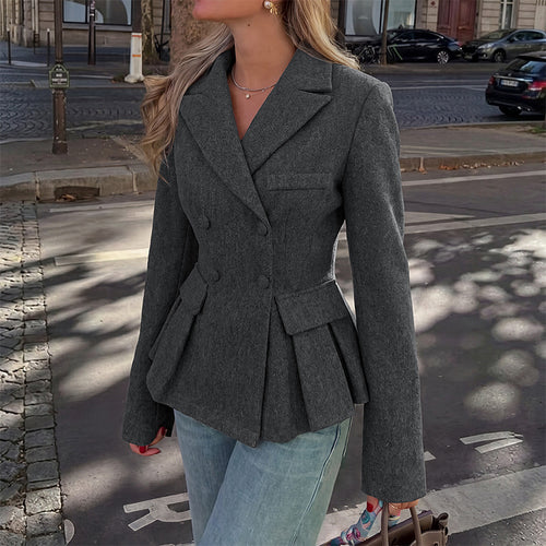Damen Eleganter Blazer mit Rüschendetails Drune