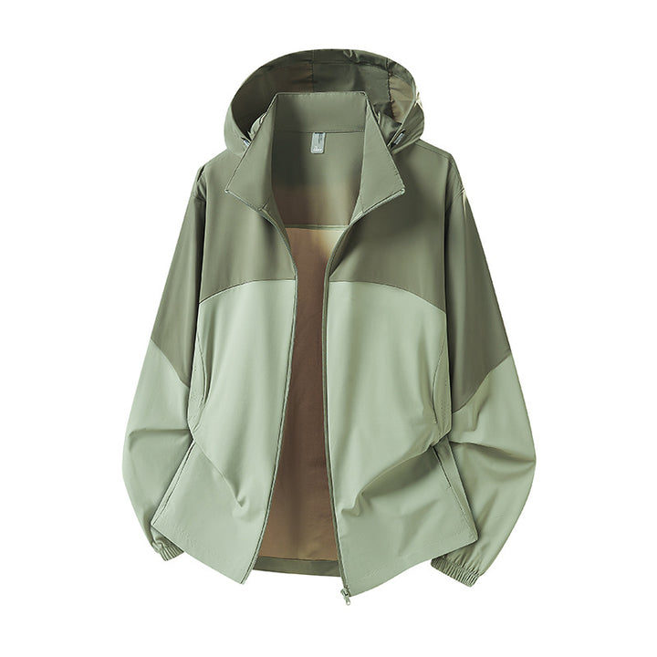 Herren Leichte Kapuzen-Regenjacke mit atmungsaktivem Softshell-Material und elastischen Bündchen Drune