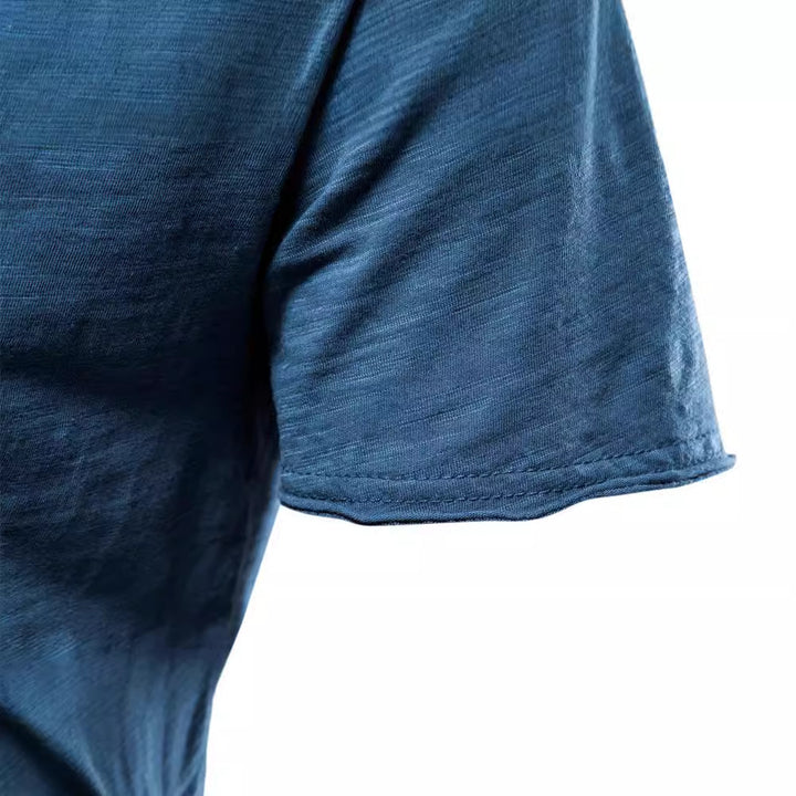 Herren nan leichtes Baumwolljersey Kurzarmshirt mit V-Ausschnitt und schmaler Passform Drune