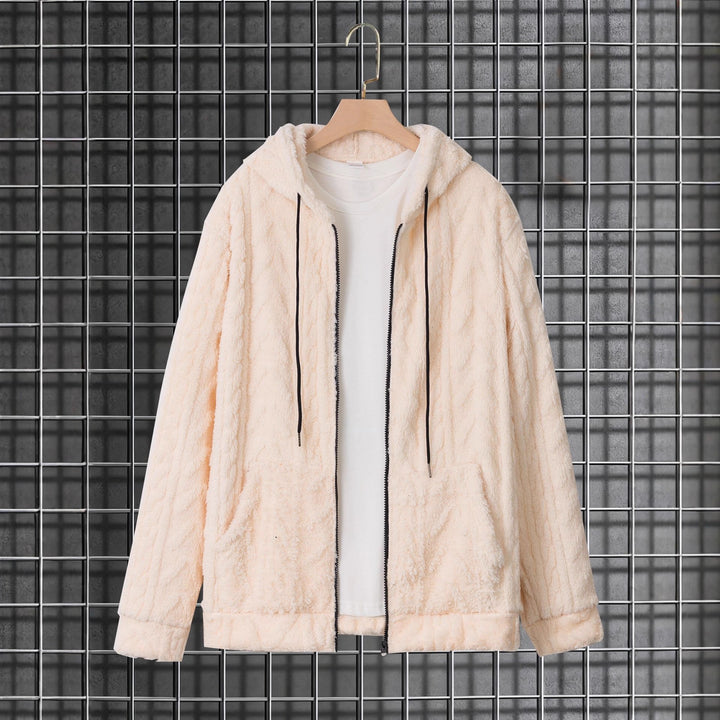 Herren kuschelige Kapuzenjacke aus Teddyfleece mit durchgehendem Reißverschluss und Kängurutaschen Drune