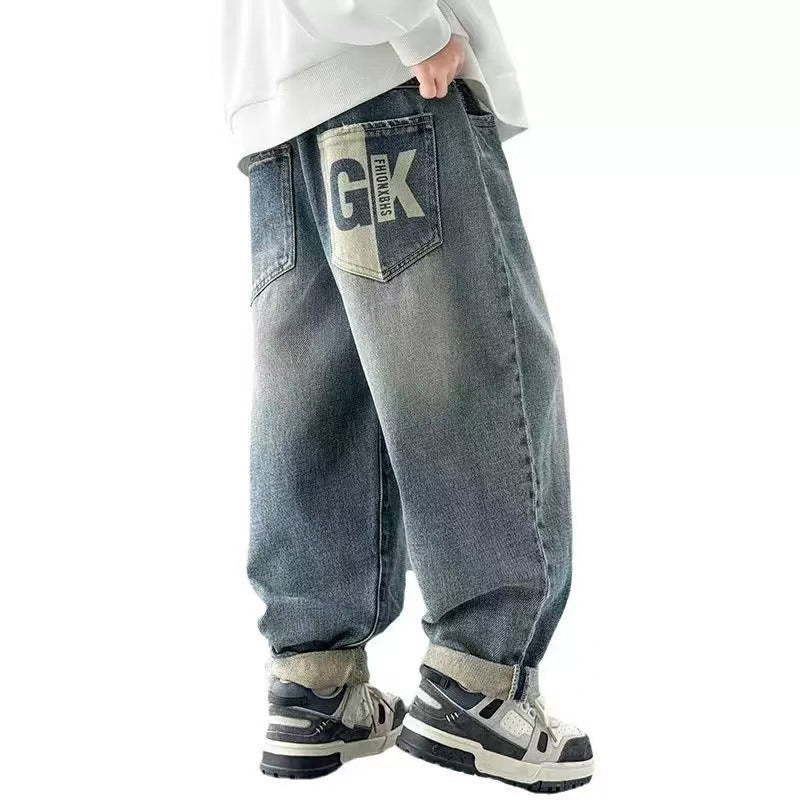 Herren lässige Weit geschnittene Jeans Drune