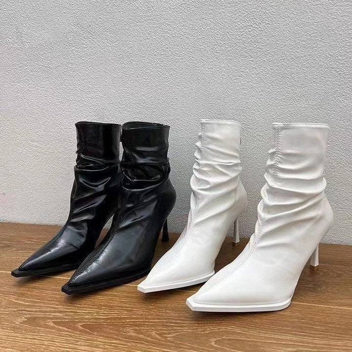 Damen elegante Stiefeletten mit spitzem Zehenbereich und lässigem Schlupfdesign Drune