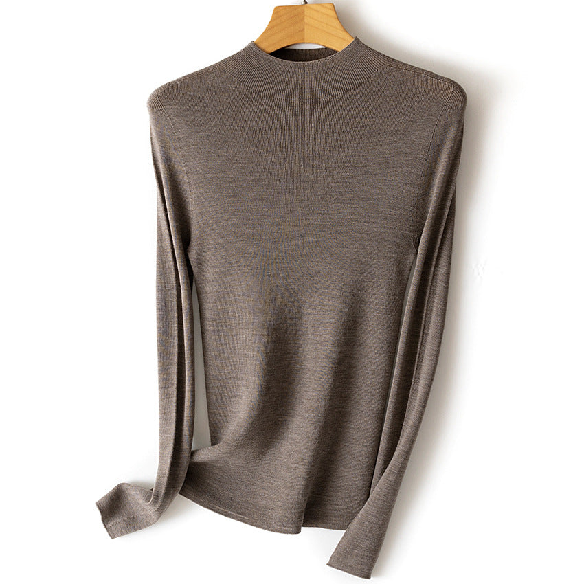Damen Feinstrick-Longsleeve mit kurzem Stehkragen und schlanker Silhouette Drune