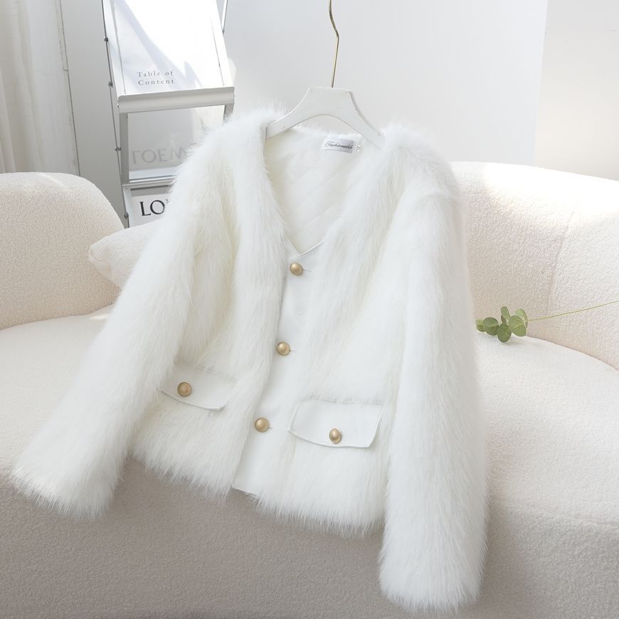 Damen Fuzzy Pelzjacke Drune