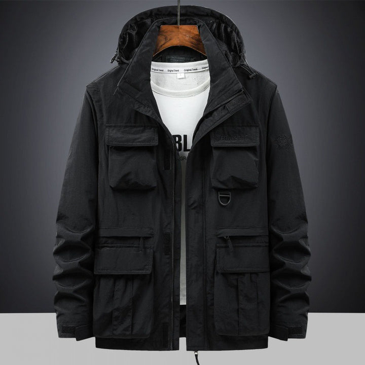 Herren Multifunktionale Utility-Fieldjacke mit Kapuze, Mehrfach-Taschen und Ripstop-Außenmaterial Drune