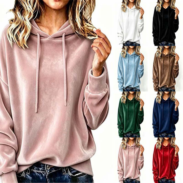 Damen Velours-Oversize-Kapuzenpullover mit Raglanärmeln Drune