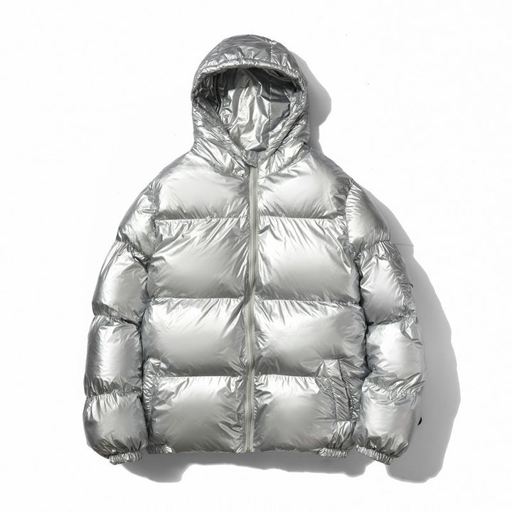 Unisex nan glänzende Steppjacke mit Kapuze, wärmeisolierender Füllung und winddichter Membran Drune