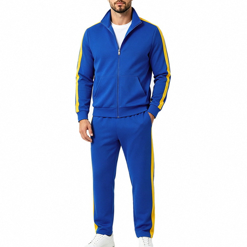 Herren Sportliches Trainingsanzug-Set mit Kontraststreifen, Reißverschlussjacke und Jogginghose Drune