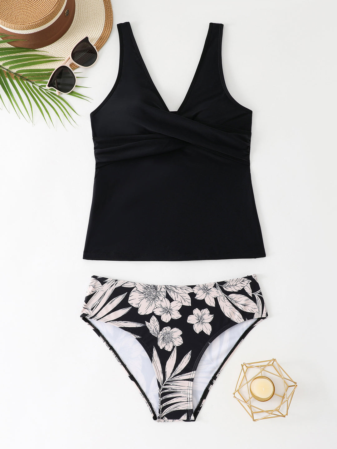 Damen Modischer Tankini mit floralem Unterteil Drune