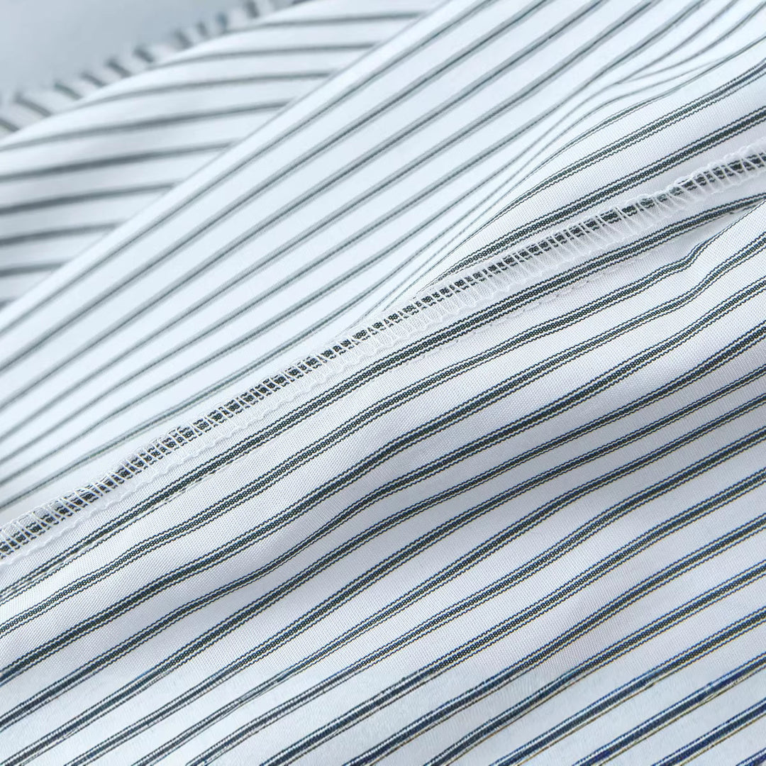 Damen Bindeschal‑Bluse mit Streifenmuster und Oversize‑Passform Drune
