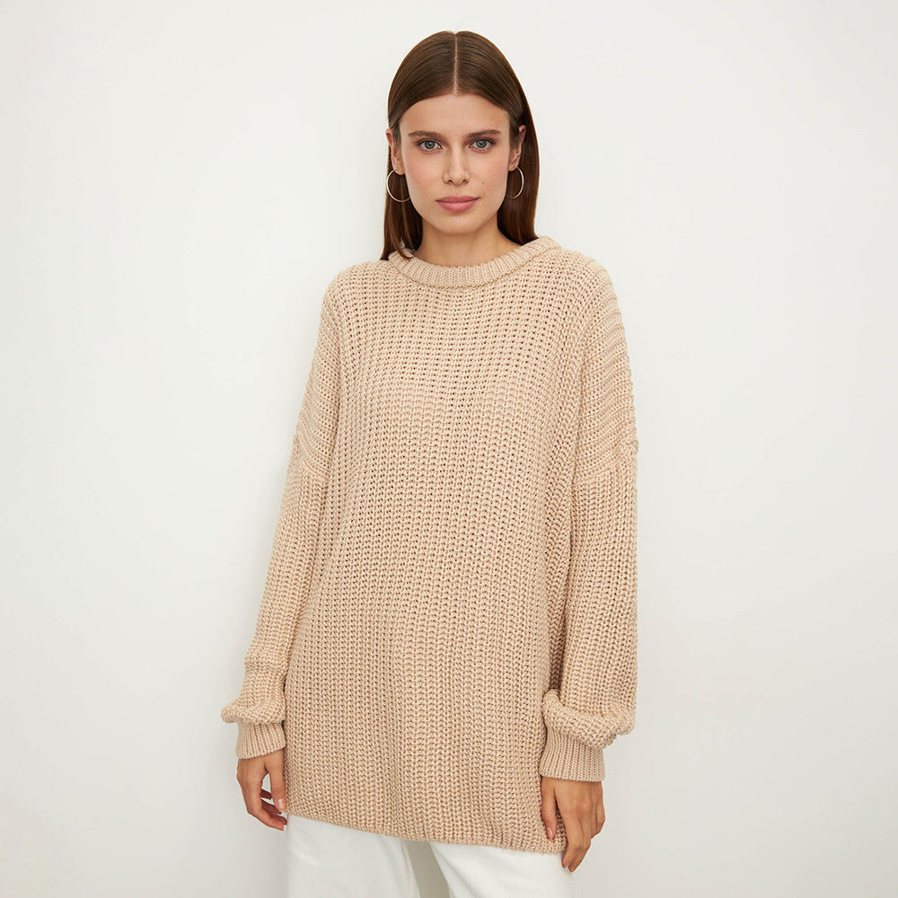 Damen lockerer Strickpullover mit weitem Schnitt Drune
