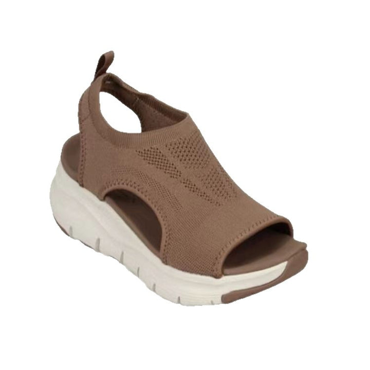 Damen Strick-Sandalen mit Plateau, elastischem Schaft und Fersenriemen Drune