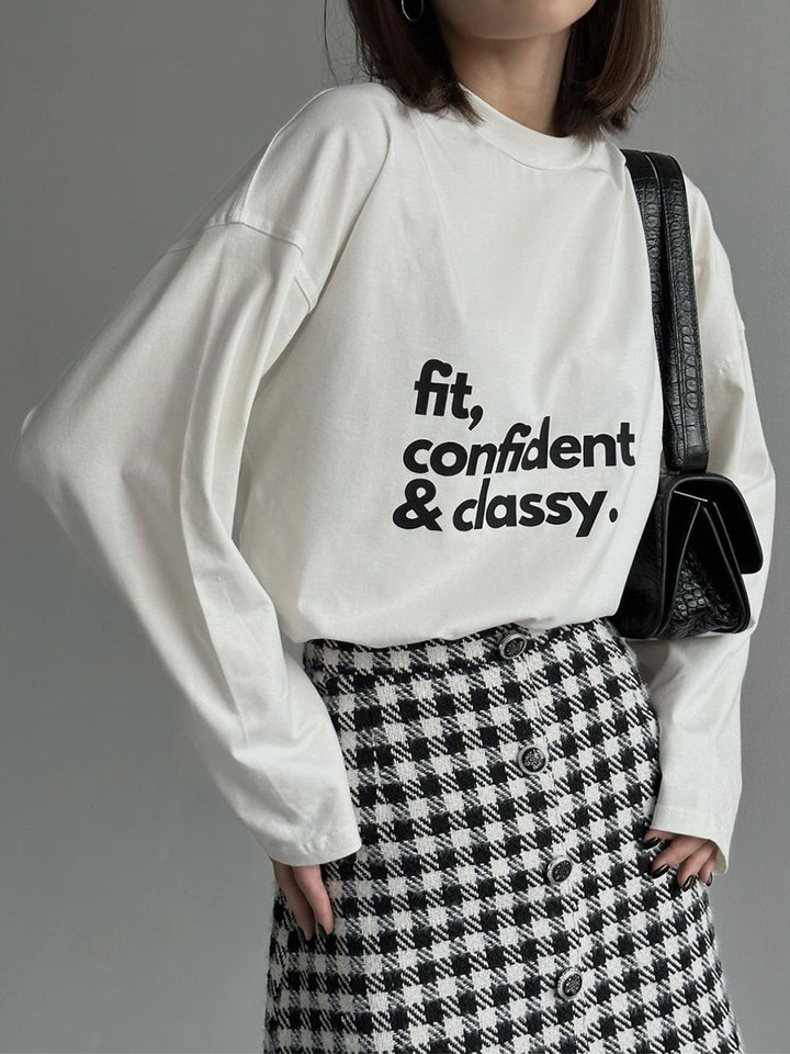 Damen lässiges Longsleeve mit Statement-Druck Drune