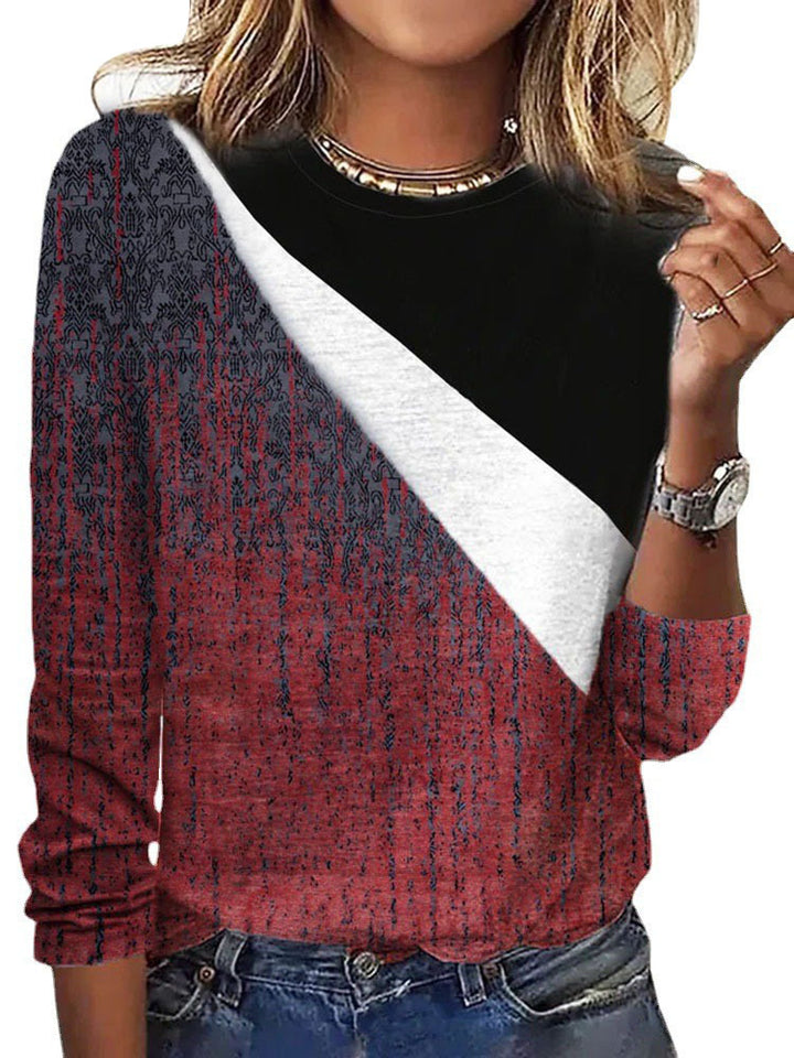 Damen Langärmeliges Oversize-Sweatshirt mit abstraktem Aquarell-Mosaikprint Drune