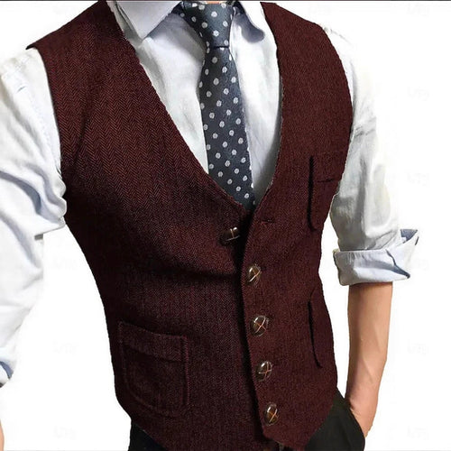 Herren Eleganter Weste aus Herringbone-Stoff Drune
