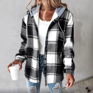 Damen Kapuzencardigan mit Streifen und Druckknopfblende Drune