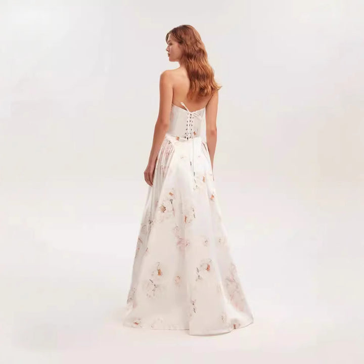 Damen Trachtenkleid mit floralem Design und Bustier-Oberteil Drune