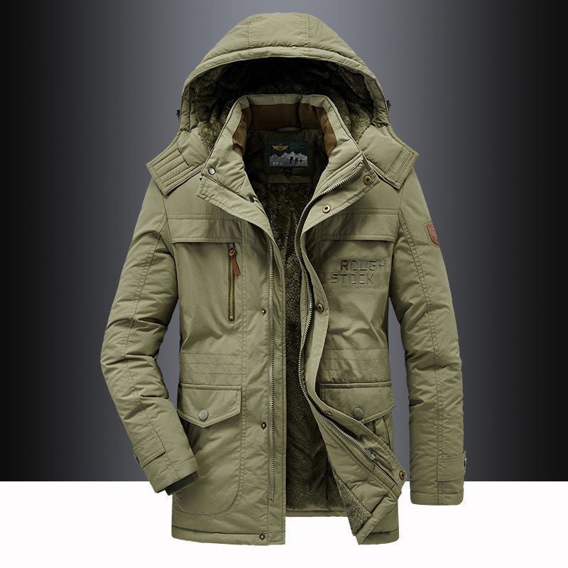 Herren nan isolierte Kapuzenparka mit Sherpa-Innenfutter, winddichter Front und Multifunktions-Taschen Drune