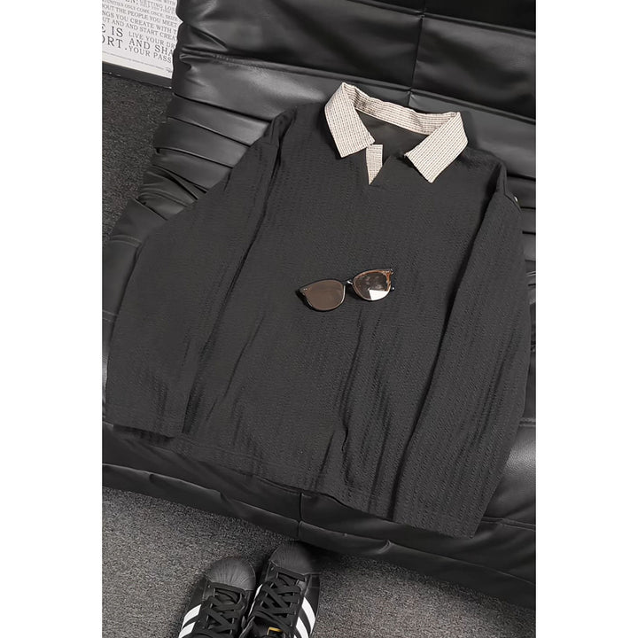 Damen Modisches Oversized Hemd mit kariertem Kragen Drune