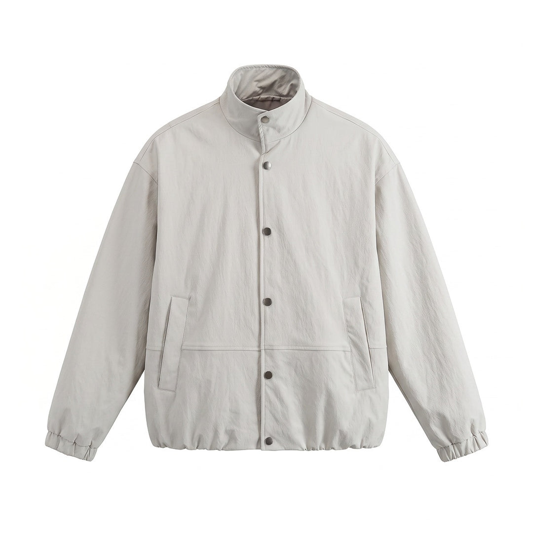 Herren Kurz geschnittener minimalistischer Boxy‑Blouson mit Stehkragen und Druckknopfblende Drune