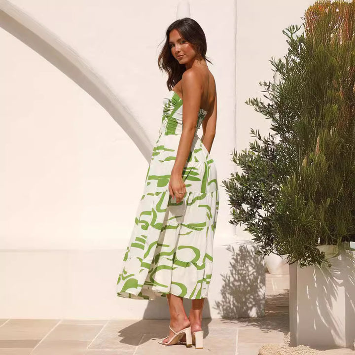 Damen Maxikleid mit modernen Drapierungen und lässigem Schnitt Drune