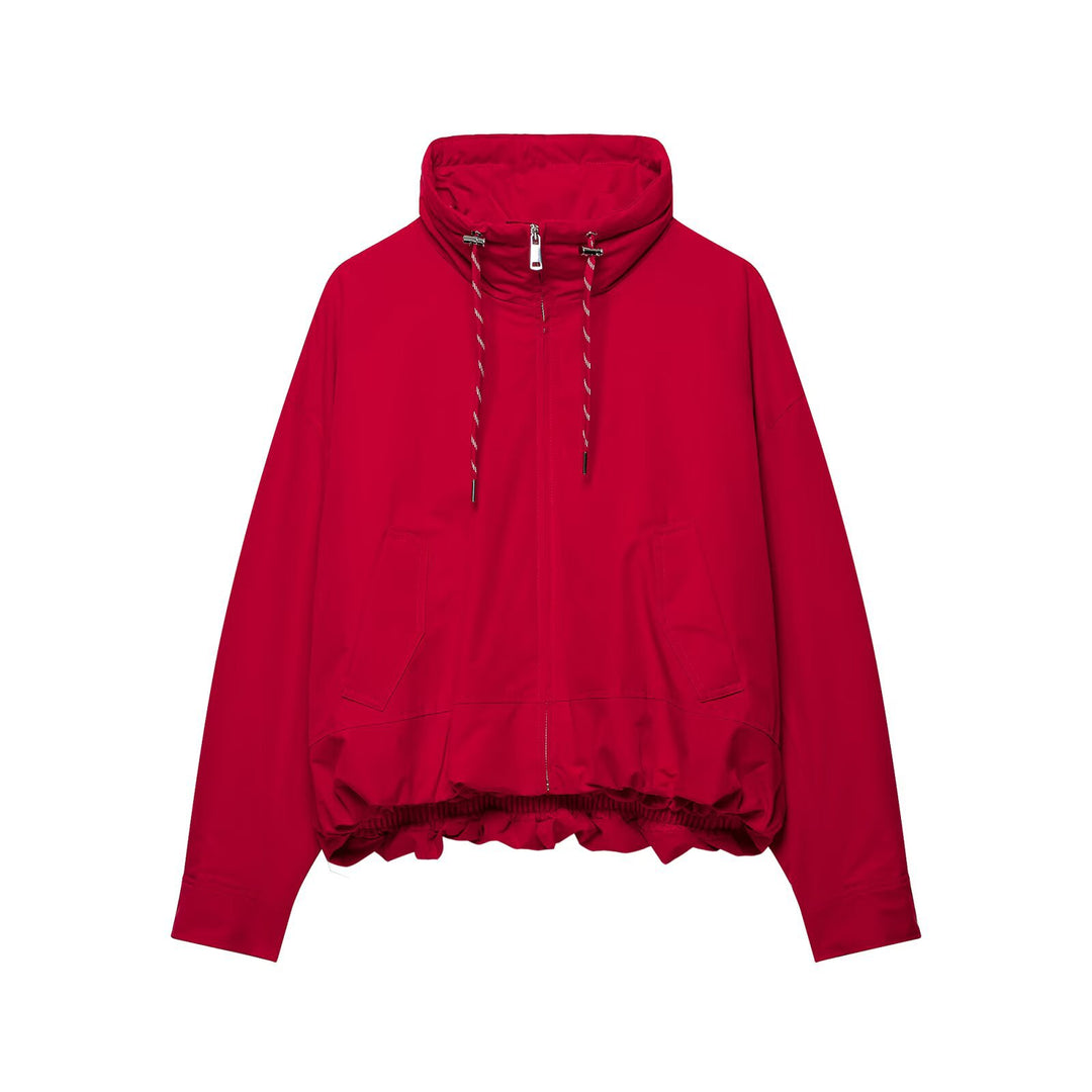 Damen Kurze Oversize-Utility-Jacke mit hohem Stehkragen, Kordelzug und elastischem Saum Drune