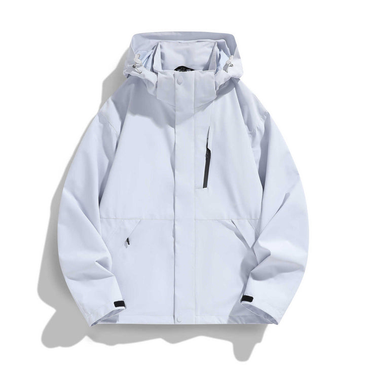 Damen Wasserabweisende Kapuzen‑Übergangsjacke mit verstellbarer Kapuze, verdeckter Frontblende und Multifunktionstaschen Drune