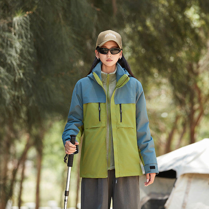 Herren technische Outdoorjacke mit Kapuze, wasserabweisender Membran und multifunktionalen Reißverschlusstaschen Drune