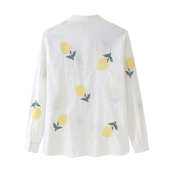Damen Bluse mit fröhlichem Zitronen-Muster Drune