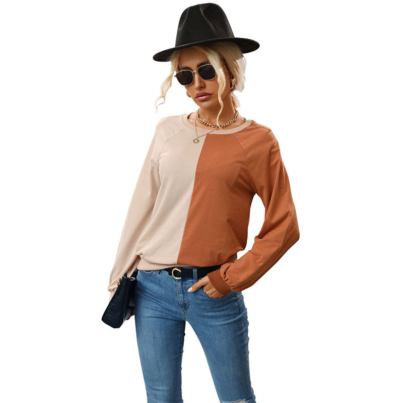 Damen Zweifarbiger Feinstrickpullover mit Raglanärmeln und legerer Passform Drune