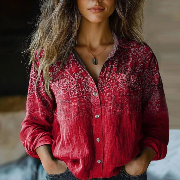 Damen Modische Bluse mit Paisleymuster Drune
