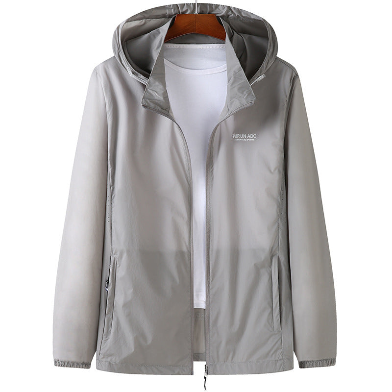 Herren Ultraleichte Packbare Kapuzen-Outdoorjacke mit Zwei-Wege-Reißverschluss Drune