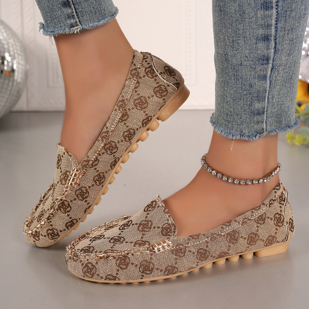 Damen Metallic Mokassin mit Noppenlaufsohle und Ziermetalldetail Drune