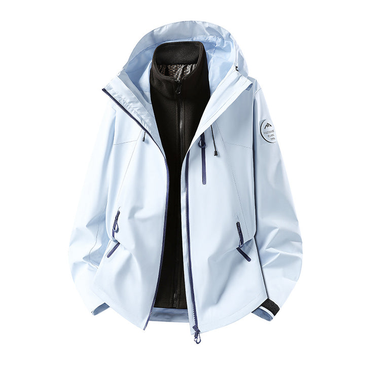 Herren Zweiteilige wasserdichte Outdoorjacke mit abnehmbarer Fleece‑Innenjacke und versiegelten Nähten Drune