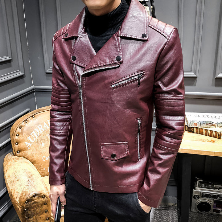 Herren Stilvolle Kunstleder-Bikerjacke Drune