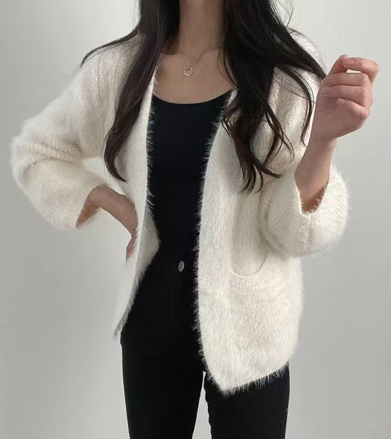 Damen luftige Strickjacke mit innovativen Taschen Drune