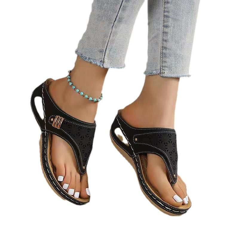 Damen nan ergonomische orthopädische Zehensteg-Sandalen mit gepolstertem Fußbett Drune