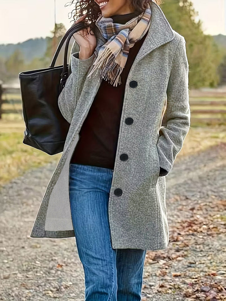 Damen nan taillierter Wollmix-Mantel mit großer Knopfleiste und Eingrifftaschen Drune