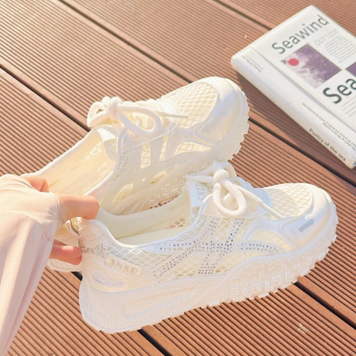 Damen Sportliche Sneaker mit atmungsaktivem Netzdesign und funkelnden Akzenten Drune