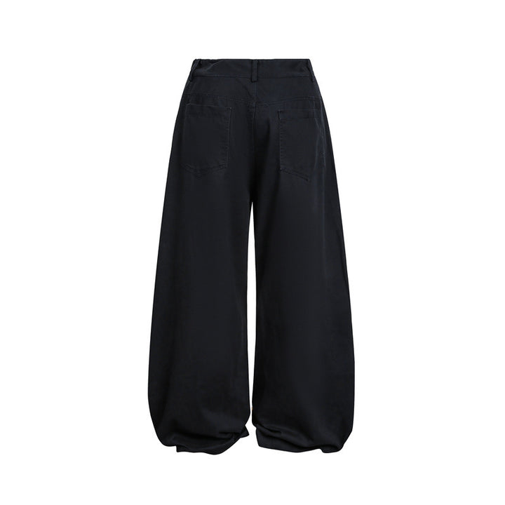 Damen Hochgeschnittene Balloon‑Culotte‑Hose mit weiter Beinweite, sichtbarer Knopfleiste und Eingrifftaschen Drune
