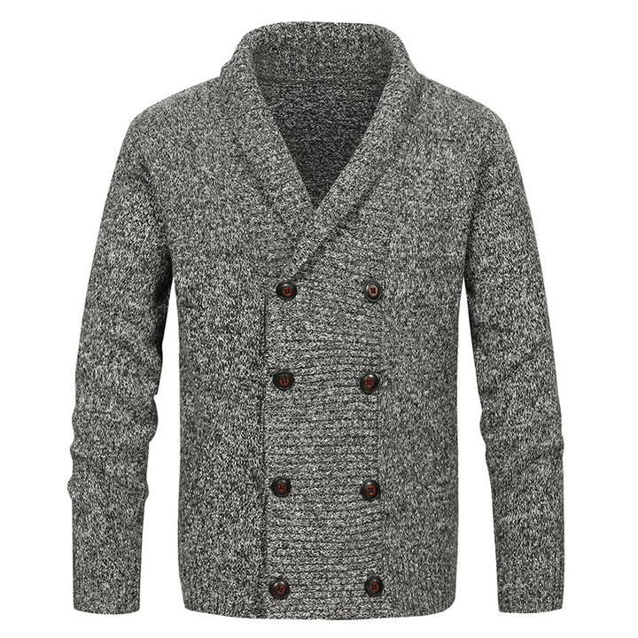 Herren hochwertige Strickjacke mit großem Revers und Knopfdetail Drune