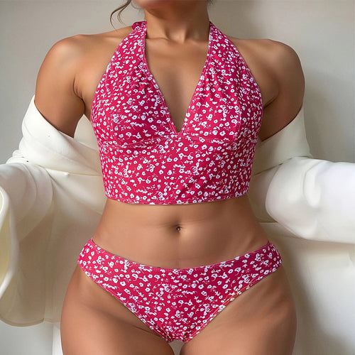 Damen Crop-Bikini-Set mit floralem Design Drune