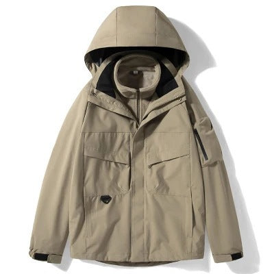 Herren Outdoor-Softshelljacke mit abnehmbarer Fleece-Innenjacke und Kapuze Drune