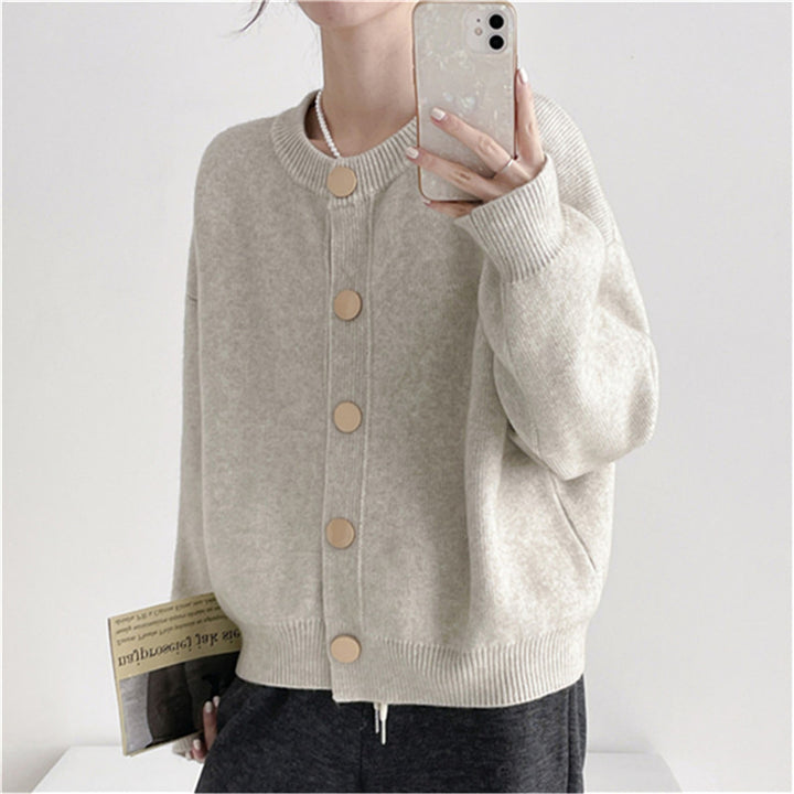 Damen Strickjacke mit großen Knopfdetails und lässigem Schnitt Drune